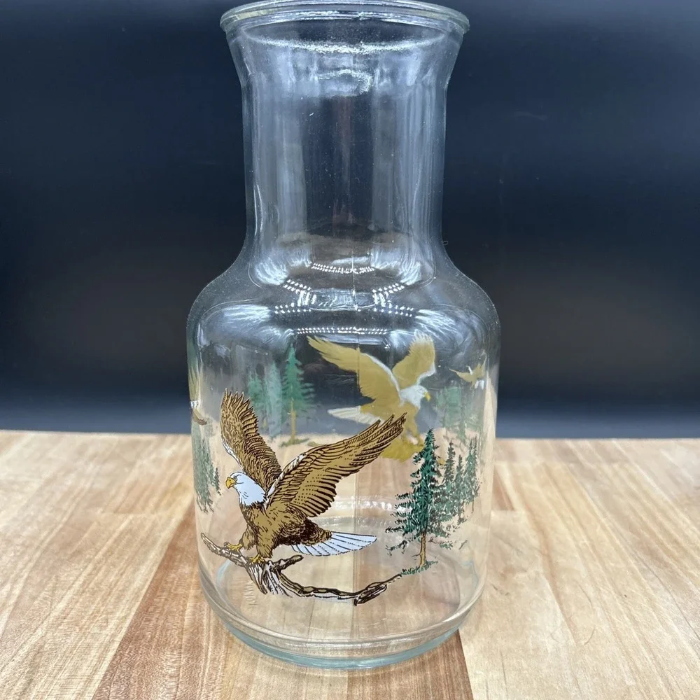 Vintage Glass Juice Pitcher Carafe Eagle Design Canada Sunoco Gas Premium